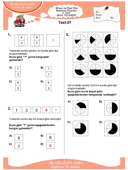 1. sınıf Bilsem Genel Yetenek Testileri